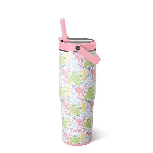 Swig Life 30oz Leakproof To-Go Tumbler with Handle, Summer Salt | Leakproof Lid - Triple Insulated Stainless Steel - Handle & Straw Included - Cup Holder Friendly - Dishwasher Safe - color: Summer Salt