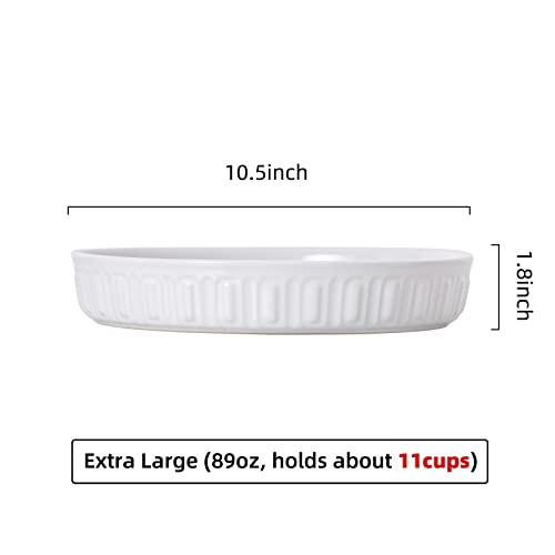 Shallow Dog Bowls, 10.5" Ceramic Large Food Plate for Small, Medium and Large Breeds, Non-Slip, Flat and Wide, Dishwasher Safe, Suitable for Dogs and Cats (White) - color: White, size: 10.5 inch