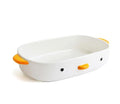 PURROOM Cute Duck Baking Dish, Ceramic Casserole Dish, White Porcelain Pie Pan, 10x7 in Medium Baking Pan with Handles, Oven Safe & Durable Bakeware for Lasagna. - size: 10x7'' Baking Dish
