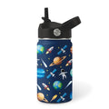 Planet Water Bottle for Son & Daughter, Stainless Steel Insulated Tumbler with Straw Lid and Handle, 12oz Reusable Leak-Proof Bottle for Sports - color: Planet-Blue