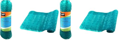Dependable Industries Inc. Essentials Grass Bathmat Textured Spa Quality Foot Scrubber Bathroom Tub & Bath Mat Anti-Slip 24.5" x 13.5" Turquoise (Pack of 2) - size: 24.5" x 13.5" (Pack of 2)
