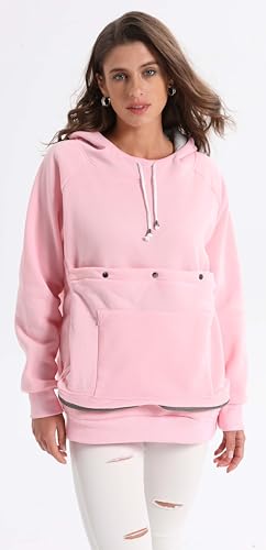 Pet Cat Dog Pouch Hoodie Small Animal Carrier – Kitten Puppy Pouch Sweatshirt Holder Fleece Unisex Hoodies Pink - color: Pink, size: Large