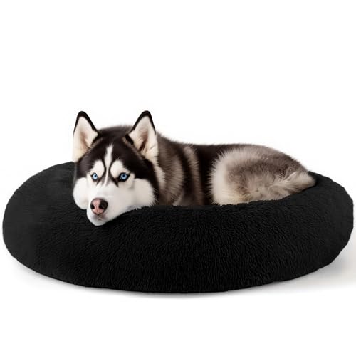 Extra Large Dog Beds, 36 Inch Human Dog Anxiety Relief Comfort Bed, Indestructible & Chew Proof Pet Beds (Black) - color: Black, size: 36.0"L x 36.0"W x 8.0"Th
