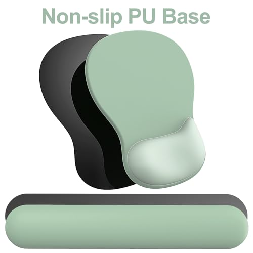 Ergonomic Mouse Pad with Wrist Rest and Keyboard Wrist Rest, Gel Mousepad and Wrist Rest for Computer Keyboard, Pain Relief, Non-Slip PU Base, Mouse Pad with Wrist Support for Gaming, Office, Green - color: Green