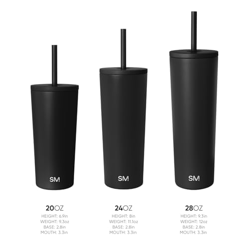 Simple Modern Iced Coffee Tumbler, Insulated | 20oz | Checkered | Reusable Stainless Steel Cup, Travel Mug, Water Bottle with Straw | Cupholder Friendly & Spill Resistant, Checkmate - color: Pattern: Checkmate, size: 20 Ounces
