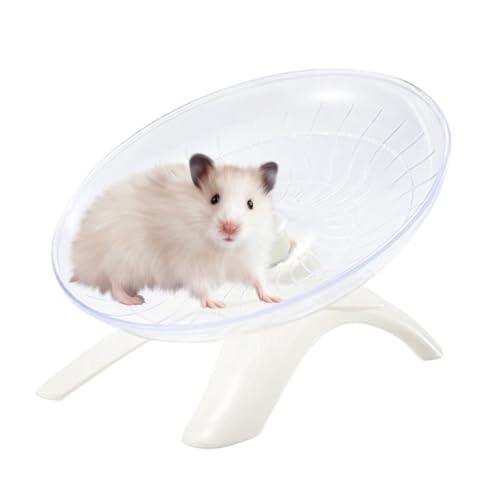 7" Small Animal Flying Saucer Running Wheel, Does not Produce Noise, for Hamsters, Hedgehogs, Guinea Pigs, and Other Small Animals to Ensure The Safety of Sports (White) - color: White