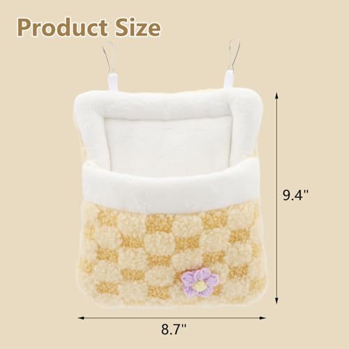 Litewoo Sugar Glider Sleeping Pouch Winter Warm Plush Hamster Sleeping Bag Bed Hideout Hanging Nest Bed for Small Animal Sugar Glider Rat Hamster Squirrel Chipmunk Hedgehog (Yellow) - color: Yellow