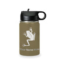 LaserGram Personalized 12oz Water Bottle, Tree Frog (Camo Green) | Engraved Gift, Vacuum Insulated Stainless Steel, Flip-Top Straw Lid, Laser Engraved With Your Name - color: Camo Green, size: 12 Ounces