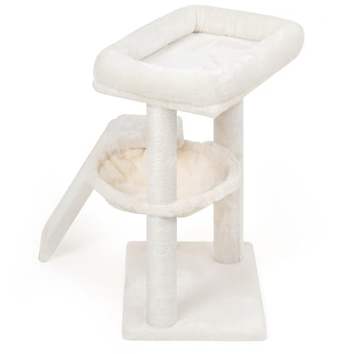 YOUPET Cat Tree with Cat Scratching Post for Indoor Cats, Cat Tower with Scratching Board and Playful Toy Balls, Cat Tree Tower with Cozy Hammock,Beige - color: Beige