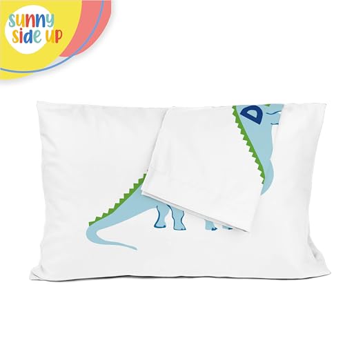 Sunny Side Up Dino Roar 2 Pack Reversible Pillowcases - Double Sided Pillow Covers, Kids Super Soft Dinosaur Bedding - color: White - Dino Roar