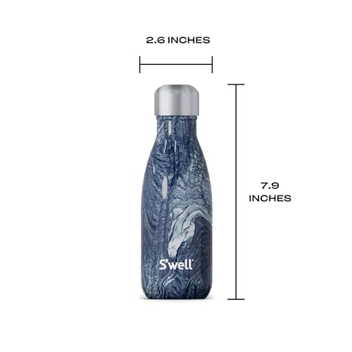 S'well Azurite Marble Water Bottle - 9 oz, Stainless Steel, Triple-Layered Vacuum Insulated, Keeps Drinks Cold 24 Hrs and Hot 12 Hrs, BPS-Free, No Condensation - color: Azurite Marble, size: 9 Ounces