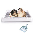 Petlex Rabbit Litter Box with Grate, Super Large Guinea Pig Litter Pan for Cage, Bunny Restroom Litter Tray Small Animals Toilet Potty Trainer for Rabbit Hamster Ferret Rats Guinea Pigs Hedgehog - size: Small