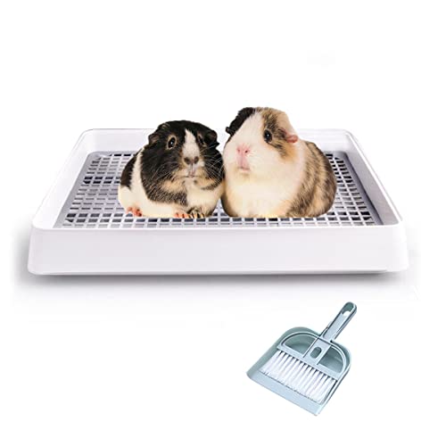Petlex Rabbit Litter Box with Grate, Super Large Guinea Pig Litter Pan for Cage, Bunny Restroom Litter Tray Small Animals Toilet Potty Trainer for Rabbit Hamster Ferret Rats Guinea Pigs Hedgehog - size: Small