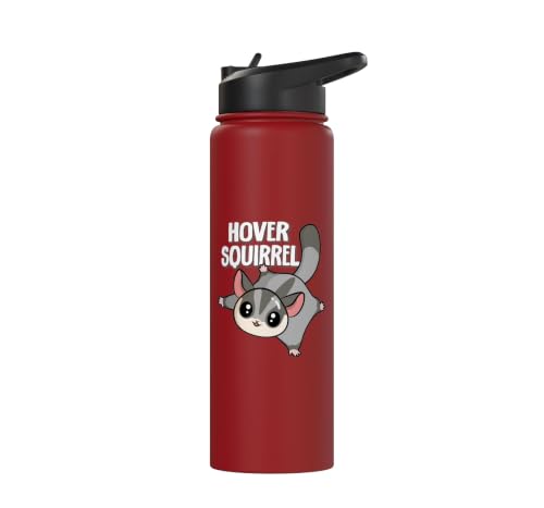 Cute Womens Girls Kids Mom Hover Squirrel Sugar Glider Lover Stainless Steel Insulated Water Bottle - color: Red