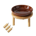 Havniva Elevated Cat Bowls, Ceramic Cat Bowl with Bamboo Stand Wide Opening | 5.7” Raised Cat Food Bowls, Whisker Friendly Cat Dish, Anti-Slip Cat Water Bowls, Shallow Cat Bowls, Cat Food & Water Bowl - color: Brown