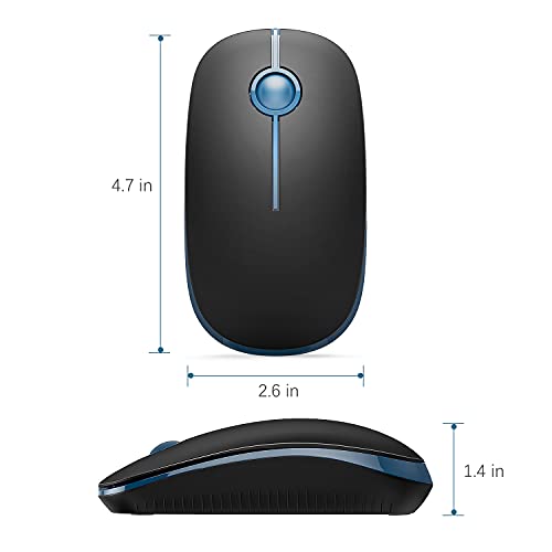 VssoPlor Wireless Mouse, 2.4G Computer Laptop Mouse, Black Sapphire Blue | Slim Portable Mouse, Plug & Play USB Nano Receiver, Quiet Silent Optical Mice for Notebook, PC, Laptop, Computer - color: Black and Sapphire Blue