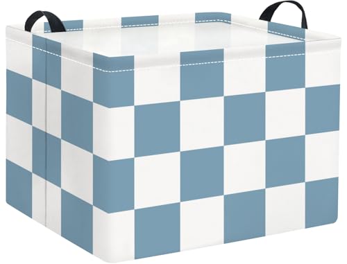 Rectangular Baby Kids Storage Basket for Home Kitchen Girls Cute Toy Storage Bin Organizer Shelf Book Room Decor(Blue Checkered) - color: Blue Checkered