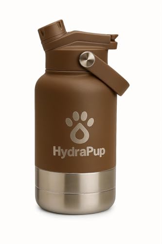 32oz Insulated Water Bottle with Dog Bowls – Human & Pet Shared Use, Stainless Steel Leakproof Travel Bottle (Cocoa Brown) - color: Cocoa Brown