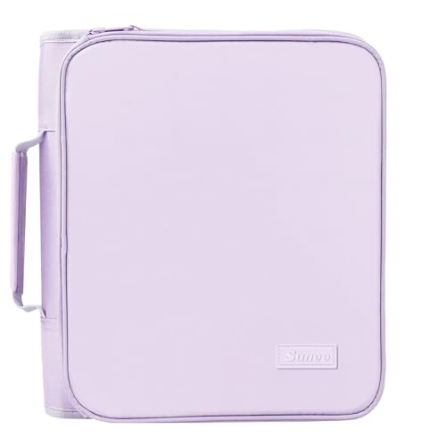 SUNEE Zippered Binder Bag with Handle, 2-Inch 3-Ring O-Ring, 500-Sheet Capacity, Includes Zip Pocket, 5-Tab Expanding File Folder, Multi-Pocket Organizer Binder for Middle School, Lavender Purple - color: Lavender Purple