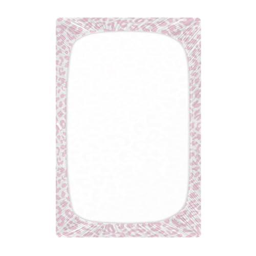 Pink Leopard Print Baby Crib Sheets for Boys Girls 28x52 Inch | Cheetah Animal Skin Daesign Pattern Mattress Cover Funny Toddler Bed Sheets Standard Fitted Unisex Crib Sheets - color: Pink Leopard, size: 52*28*9 In