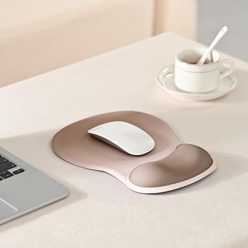 EooCoo Mouse Pad with Gel Wrist Rest, Ergonomic Mousepad Wrist Alignment | Middle Concave Design for Natural Wrist Alignment, Non-Slip Base Mousepad, Carpal Tunnel Relief, Office Desk Accessories - color: Khaki