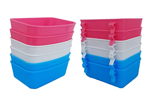 6 Pack Rabbit Feeder Waterer Chicken Guinea Pig Cage Food Water Bowl Hanging Watering Container Feeding Dish Coop Cup Treats Drinker for Pigeon Dove Puppy Cat Bird Bath Basin Hamster Bed - size: 15 oz cage bowl Pack of 6