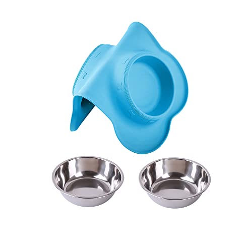 Hubulk Pet Dog Bowls 2 Stainless Steel Dog Bowl with No Spill Non-Skid Silicone Mat + Pet Food Scoop Water and Food Feeder Bowls for Feeding Small Medium Large Dogs Cats Puppies (Small, Turquoise) - color: Turquoise, size: Small