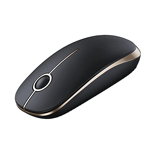 VssoPlor Wireless Mouse, 2.4G Slim Computer Laptop Mouse, Black and Gold | Portable Mouse, Plug & Play USB Nano Receiver, Quiet Silent Optical Mice for Notebook, PC, Laptop, Computer, Windows, Mac - color: Black and Gold