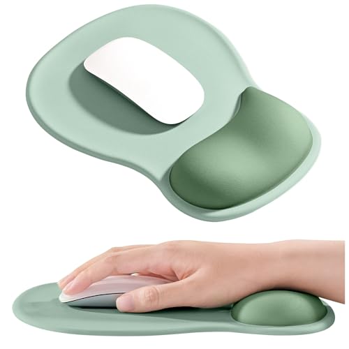 EooCoo Mouse Pad with Gel Wrist Rest, Ergonomic Mousepad Wrist Alignment | Middle Concave Design for Natural Wrist Alignment, Non-Slip Base Mousepad, Carpal Tunnel Relief, Office Desk Accessories - color: Avocado Green
