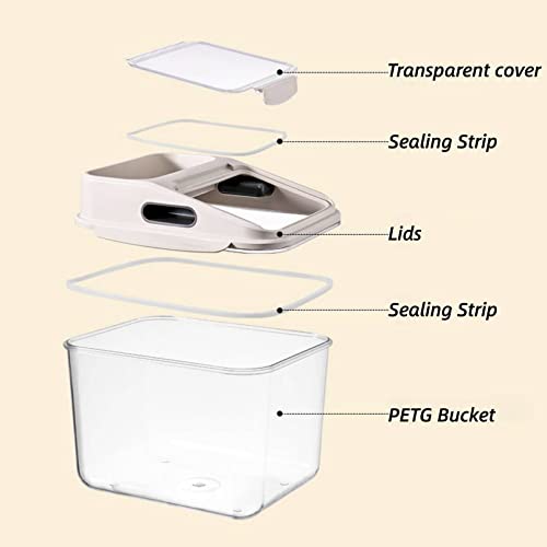 Fhiny 11LB Dog Food Storage Container, Airtight Pet Treat Bin Translucent Dry Food Grain Storage Barrels Sealed Bucket Moisture-Proof Plastic Cat Puppy Food Bin with Seal Locking Lid Keep Fresh - size: L:10"L x 7.5"W x 10"H