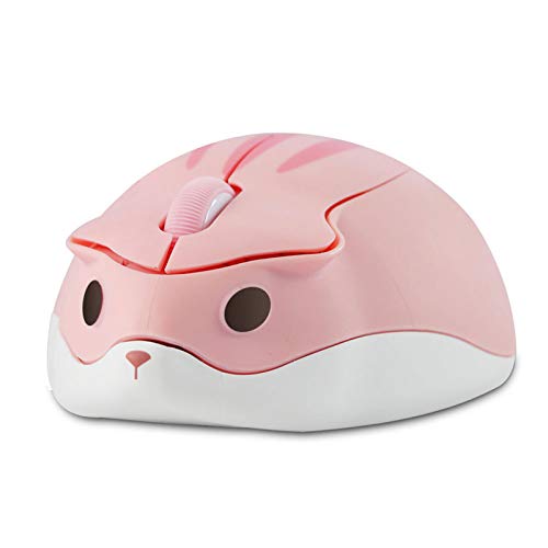 CHUYI Cute Animal Hamster Shape Wireless Silent Mouse Cartoon Mini Portable Travel Mute 1200DPI Novelty Optical Unique Small Cordless Quiet Mice for Computer Laptop PC for Kids Gift (1 Pack-Pink) - color: Pink