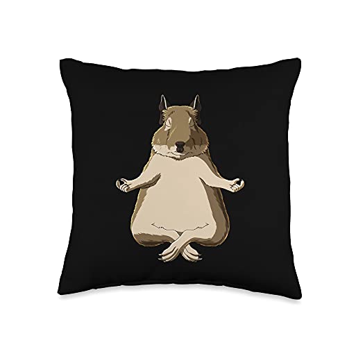 Funny Yoga Rodent Degu Hamster Throw Pillow - size: 16x16