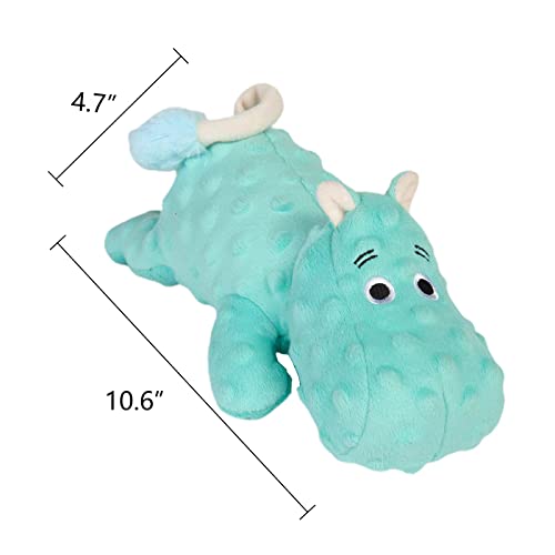 DODODOLA Cute Stuffed Hippo Dog Toys Squeaky with Crinkle Paper for Small, Medium Dogs - color: Cyan Hippo