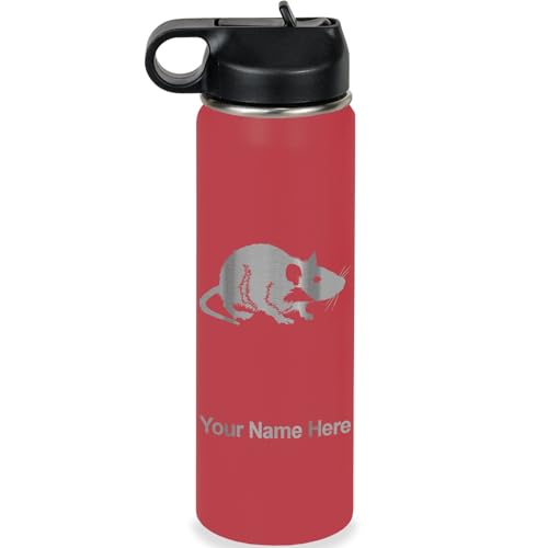 LaserGram Personalized 20oz Water Bottle, Rat (Maroon) | Engraved Gift, Vacuum Insulated Stainless Steel, Flip-Top Straw Lid, Laser Engraved With Your Name - color: Maroon, size: 20 Ounces
