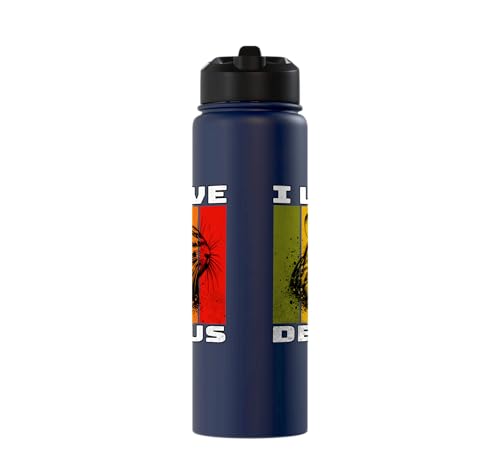 Degu Retro Degu I Love Degu Stainless Steel Insulated Water Bottle - color: Navy Blue