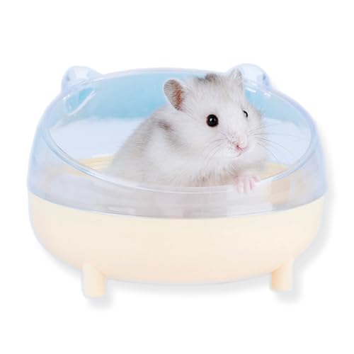Meow&Woof Hamster Sand Bath Container & Dust-Free Bath Sand Set, 6.5" Sandbox Toilet for Hamster, Gerbil, Chinchilla, Mice – 2.2 lbs Potty Litter Sand for Small Animals (Yellow)
