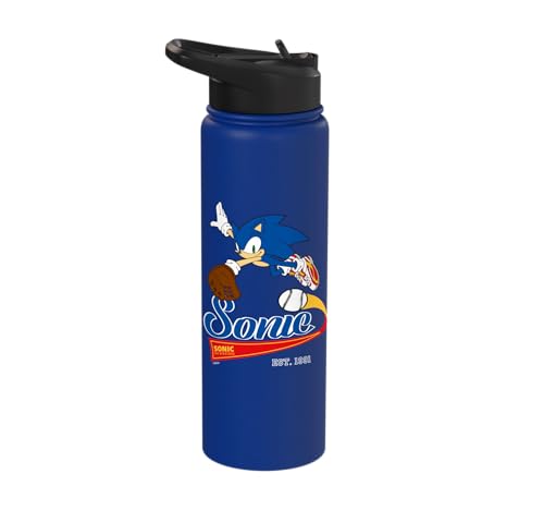 Sonic the Hedgehog - Sonic Baseball Est. 1991 Stainless Steel Insulated Water Bottle - color: Royal Blue