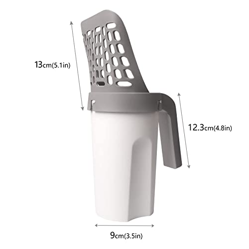 Pooper Scooper for Cat, Cat Litter Scoop with Bags, Integrated Detachable Deep Shovel Holder, Large Capacity Portable - color: White