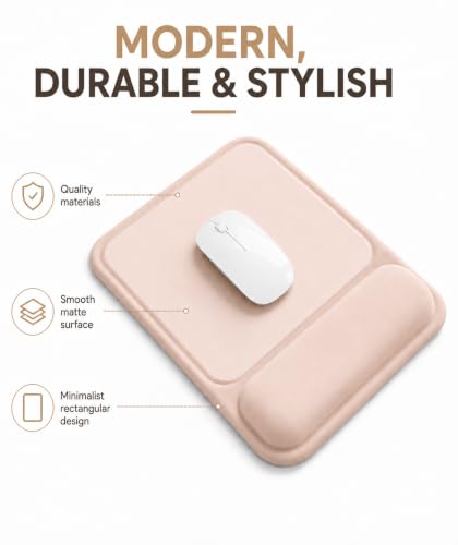 Ergonomic Mouse Pad with Wrist Rest, Gel Mousepad with Soft Wrist Support, Non-Slip PU Base, Smooth Surface Mouse Pad for Wrist Pain Relief, Computer Laptop Office Home & Gaming (Nude Apricot) - color: Nude Apricot