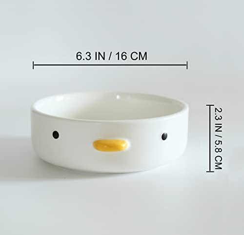 PURROOM Funny Cute Duck 6'' Salad Bowl, Handmade Glaze Chick Safety Ceramics Flat Bottomed Bowl, Home Family, Friend. - size: 6'' Salad Bowl