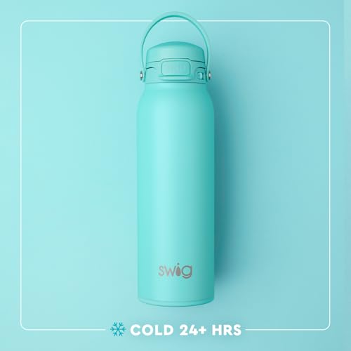 Swig Life 32oz EZ Fill Insulated Water Bottle, Leak Proof Reusable Water Bottle with Lid, Handle & Lock, Leak Proof Stainless Steel Bottles, 32 oz Tumbler (Errbody in the (Pool) - color: Errbody Pool, size: 32 Ounces