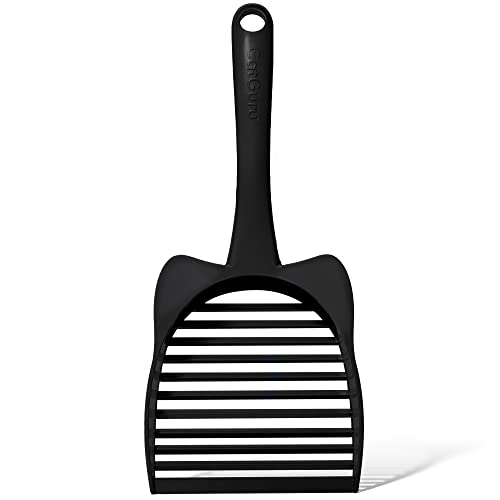 CatGuru Cat Litter Scoop, Jumbo Litter Scoop, Litter Scooper with Deep Shovel & Long Handle, Super Fast Sifter, Durable Kitty Litter Scoop, Cat Stuff, Kitten Supplies (Black) - color: Black