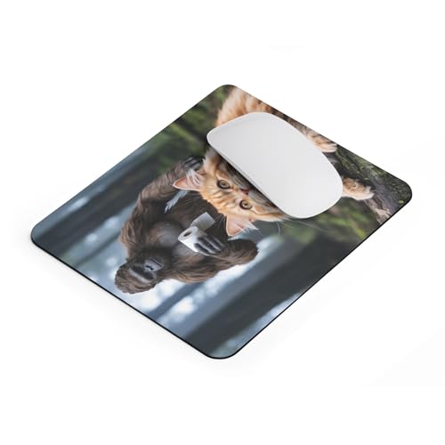 Mousepad Funny Cat with Bigfoot Toilet Paper Scene Hilarious Animal Meme Design Unique Sasquatch Humor Desk Accessory Cool Forest Style Computer Mouse pad Novelty Gaming Mouse Mat Creative - color: Cat with Bigfoot
