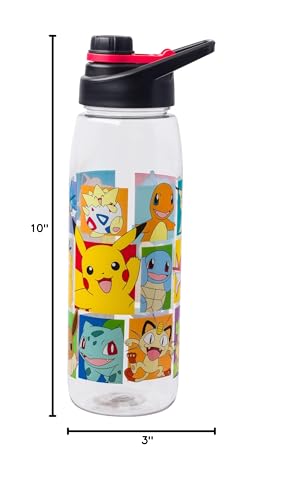 Silver Buffalo Pokémon Pikachu, Snorlax, Screw-On Lid Water Bottle, 28oz | Squirtle, Charmander, Bulbasaur, Togepi, Meowth, Lapras, Gengar, Jigglypuff, Mewtwo, Onix, Gyarados, Psyduck, Eevee, 0.83L - color: Pokemon, size: 28 Ounces