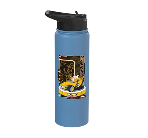 Sonic Racing CrossWorlds - Tails Stainless Steel Insulated Water Bottle - color: Light Blue