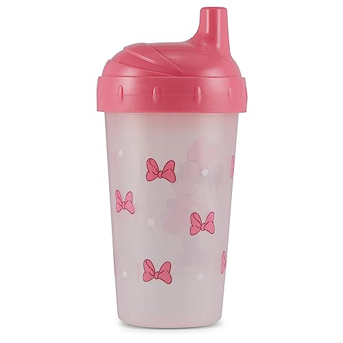 Disney Toddler Sippy Cups for Girls | 10 Ounce Minnie Mouse Sippy Cup Pack of Two with Straw and Lid | Durable Blue Leak Proof Travel Water Bottle for Toddlers
