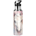 Horse Cherry Blossom Girls Water Bottle Insulated Sports Vacuum Stainless Steel Mug with Straw Lid & Handle 20 oz - color: D16