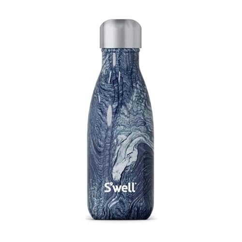 S'well Azurite Marble Water Bottle - 9 oz, Stainless Steel, Triple-Layered Vacuum Insulated, Keeps Drinks Cold 24 Hrs and Hot 12 Hrs, BPS-Free, No Condensation - color: Azurite Marble, size: 9 Ounces