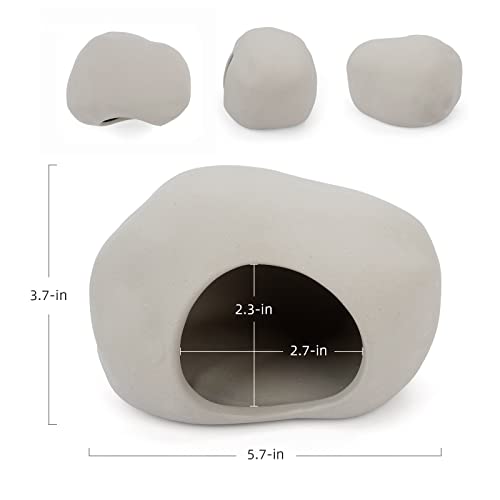 Niteangel Ceramic Hamster Habitat Hideout: Stone-Shaped & Non-Chewable | Cozy Hidey Spot & Easy to Clean - Hideaway House for Syrian Dwarf Hamster Mice Gerbils Lemmings or Other Small Pet
