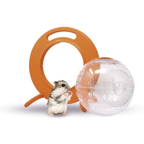 The Halo Small Pet Carrier and Hamster Exercise Ball | Safe, Portable & Breathable Design with Kick-Out Stands – Hamster Carrier & Accessories for Dwarf Hamsters, Mice & Gerbils